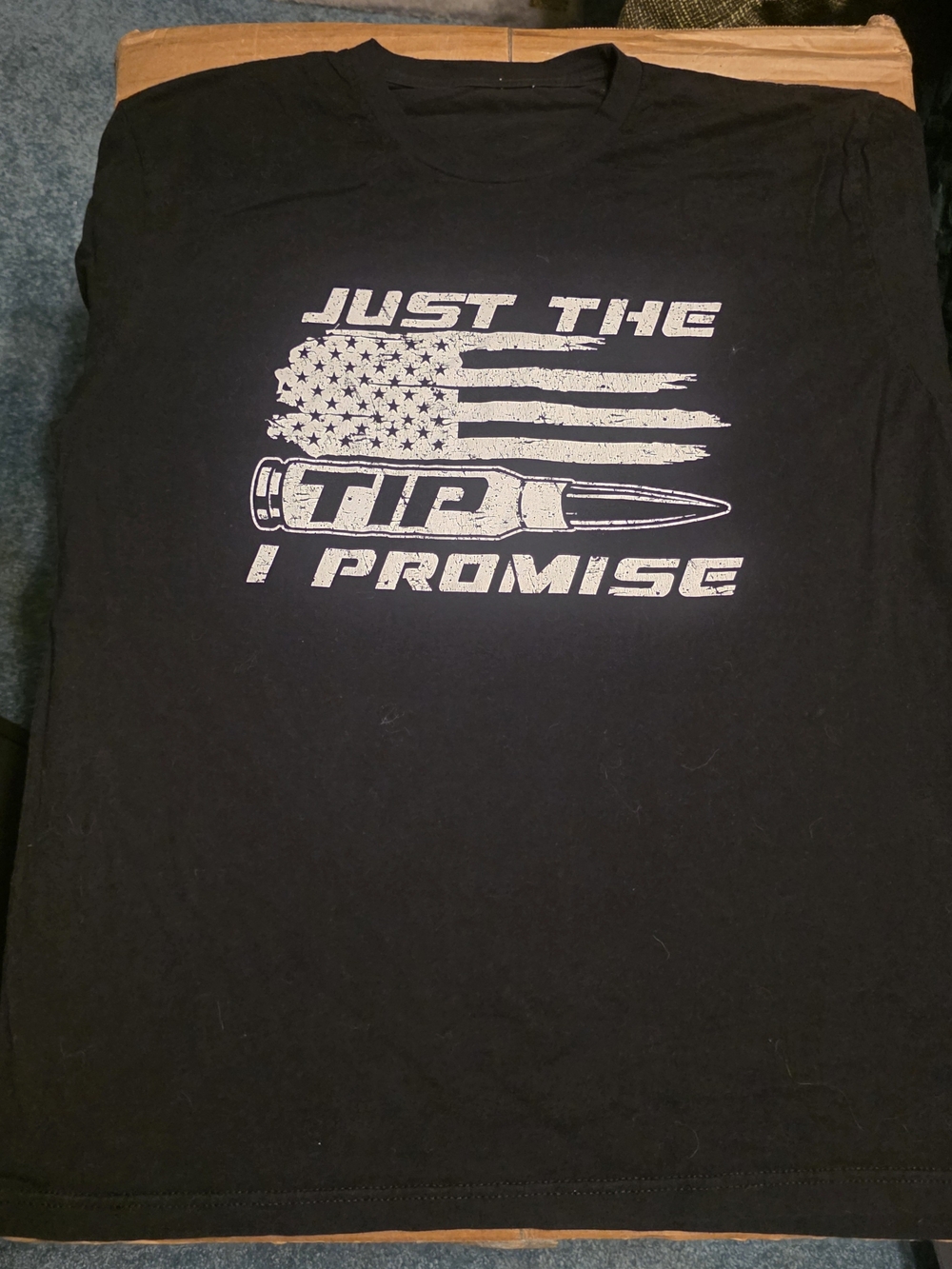 Men's Black Graphic Tee with White 'Just The Tip I Promise' Print
